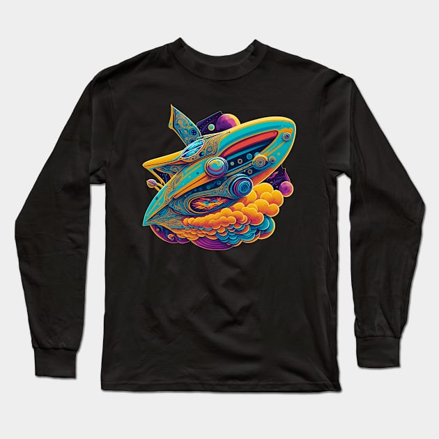 Abstract Alien Spaceship Long Sleeve T-Shirt by AnAzArt